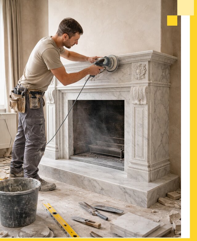 Изготовление и установка мраморных каминов в Пензе под ключ