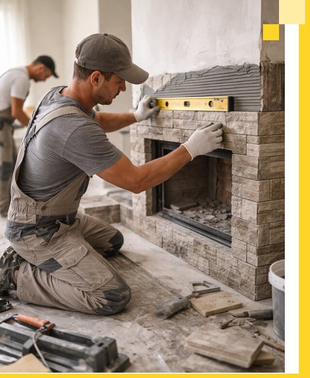 Облицовка каминов в Пензе, монтаж и отделка натуральным камнем