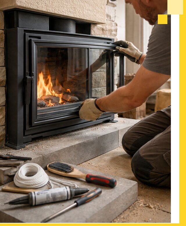 Производство, монтаж и доставка каминов со стеклом в Пензе