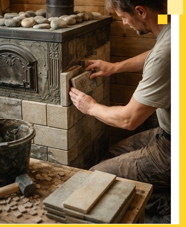 Облицовка банных печей в Пензе профессиональная отделка