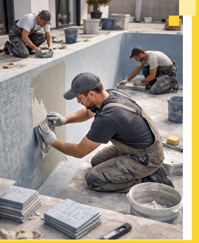 Облицовка бассейнов в Пензе плитка мозаика гидроизоляция