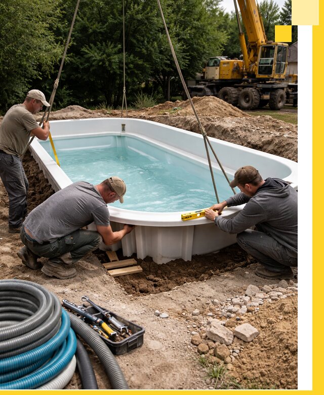 Установка и монтаж композитных бассейнов под ключ в Пензе