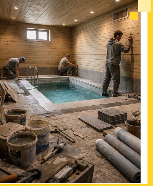 Строительство бани с бассейном и сауной под ключ в Пензе