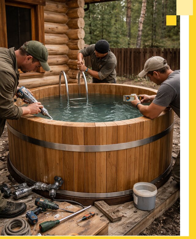 Строительство бань с купелью под ключ и отделкой в Пензе