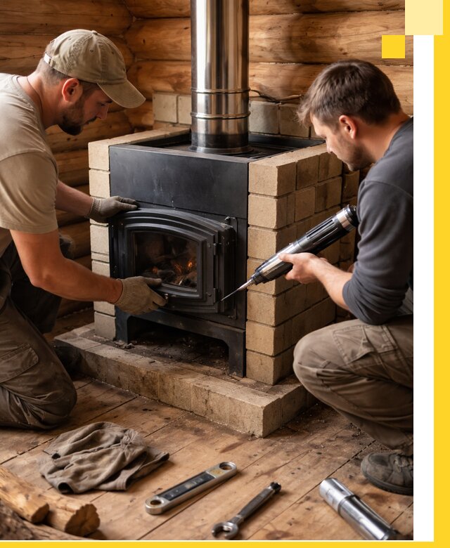 Монтаж и установка печи в бане под ключ с гарантией в Пензе