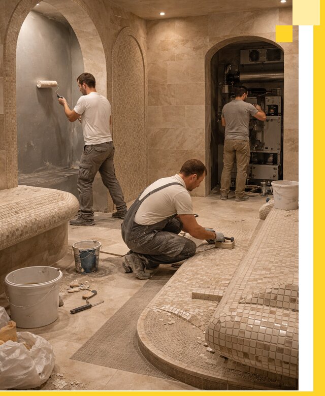 Строительство бани с хамамом и бассейном под ключ в Пензе