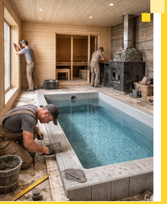 Проект бани с бассейном и сауной в Пензе под ключ