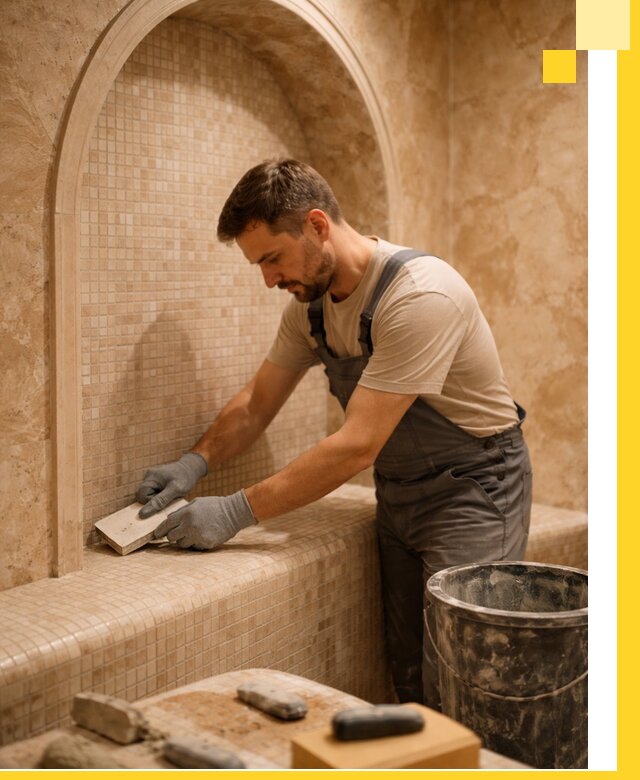 Профессиональная отделка хамамов с мозаикой под ключ в Пензе