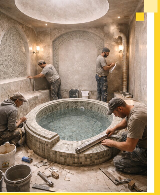 Профессиональное строительство хамама с бассейном в Пензе под ключ