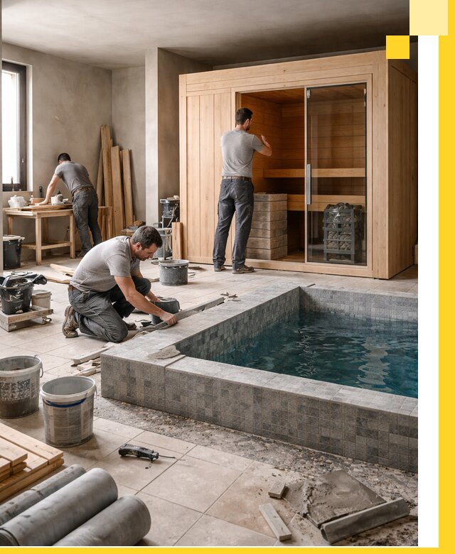 SPA зоны под ключ с бассейном сауной и печью в Пензе